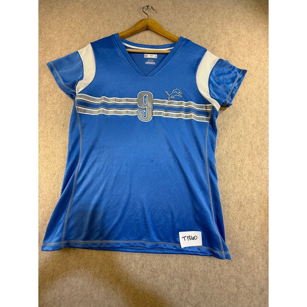 NFL Team‎ Apparel Detroit Lions Matthew Stafford 9 Jersey Womens XL Blue V-Neck